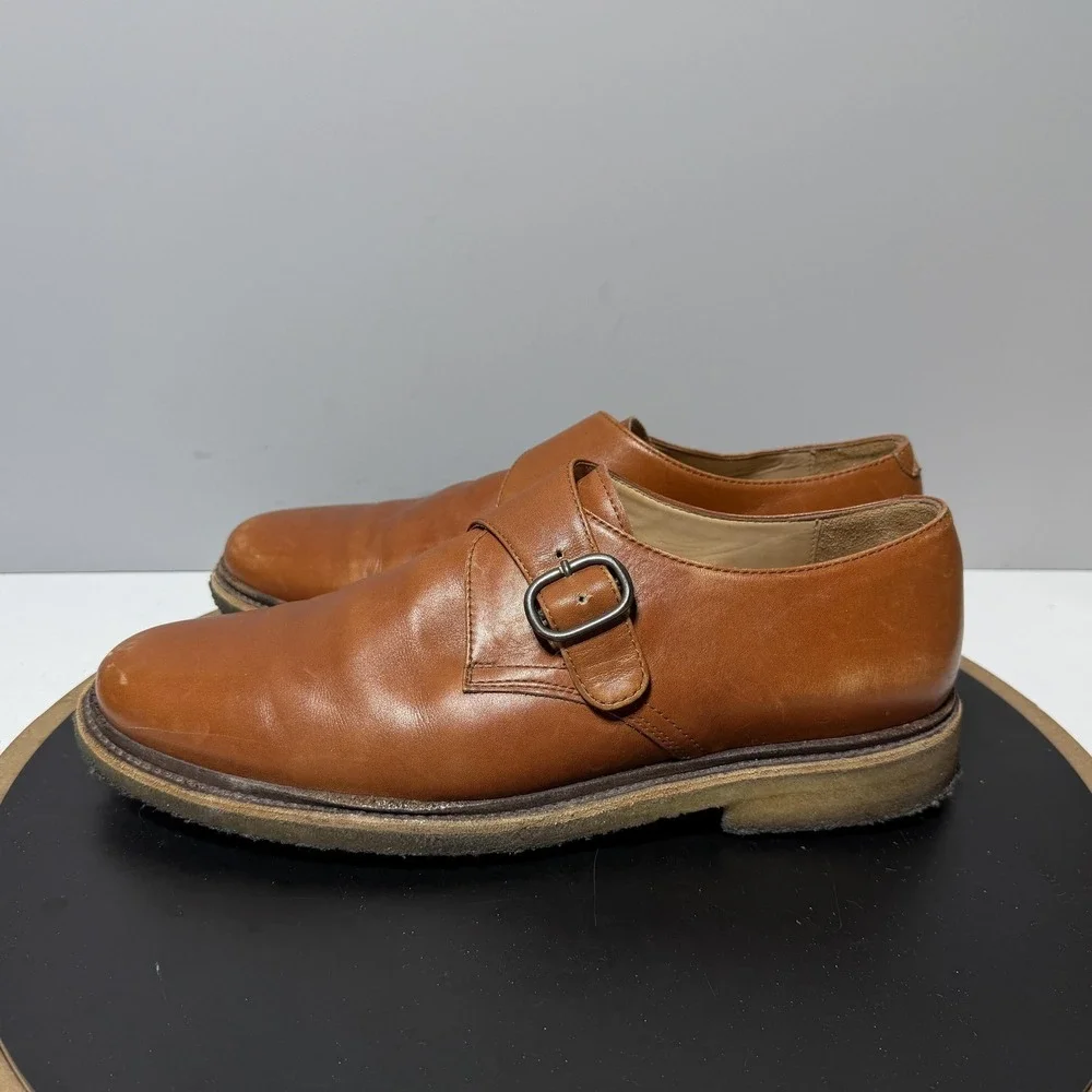 A.P.C. Shoes Mens Size‎ 8 Brown Leather Monk Strap Dress Casual Portugal Crepe